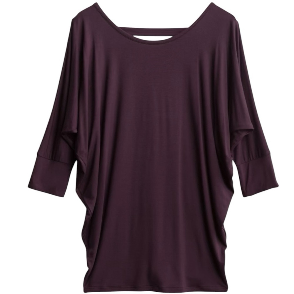 Market & Spruce Mallio Eggplant 3/4 Sleeve Double Bar Ladder Back Knit Top